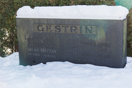 Kristian Gestrin (Helsingfors, Sandudds nya begravningsplats 25–3–18)