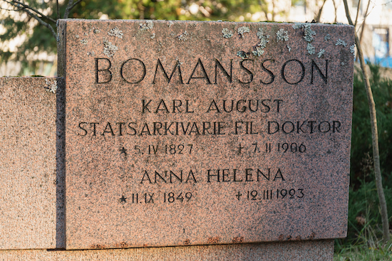Karl August Bomansson (Helsingfors, Sandudds gamla begravningsplats 18–5–)